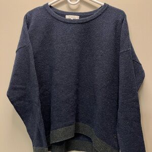Sandwich Indigo Blue Sweater with Gray Trim